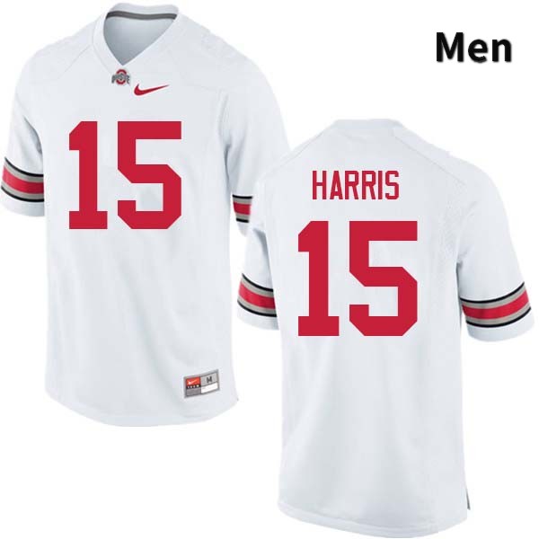 Ohio State Buckeyes Jaylen Harris Men's #15 White Authentic Stitched College Football Jersey